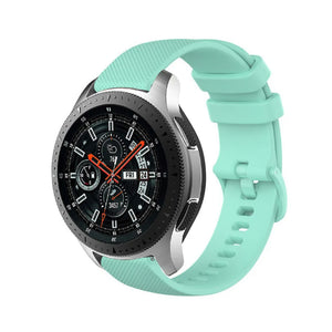 Premium Silicone Strap, aqua, on a watch, 3/4 front view