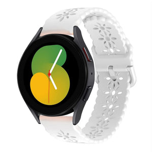 Patterned Silicone Strap, white, on a watch, 3/4 front view