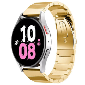 Premium Metal Strap, gold, on a watch, 3/4 front view