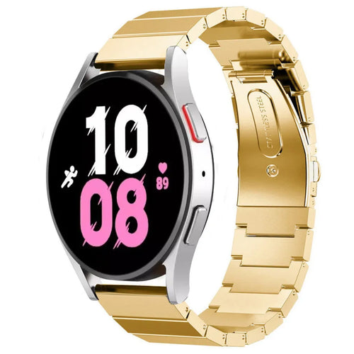 Premium Metal Strap, gold, on a watch, 3/4 front view