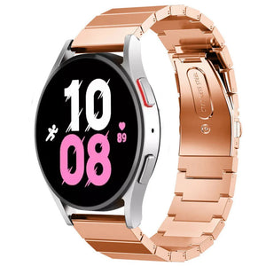 Premium Metal Strap, rose gold, on a watch, 3/4 front view