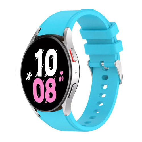 Silicone Strap 'Perfect Fit', light blue, on a watch, 3/4 front view