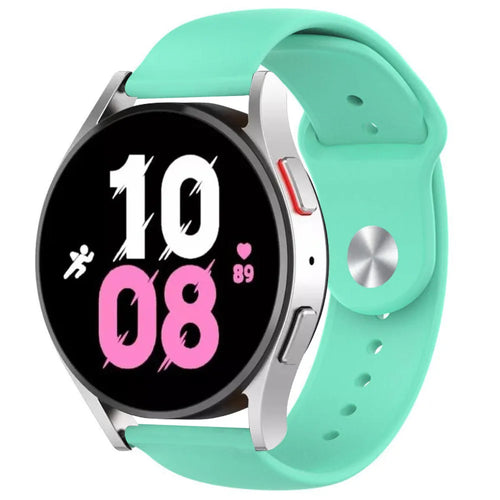 Silicone Sport Strap, aqua, on a watch, 3/4 front view