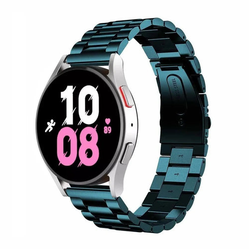 Steel Strap, dark green, on a watch, 3/4 front view