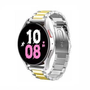 Steel Strap, silver/gold, on a watch, 3/4 front view