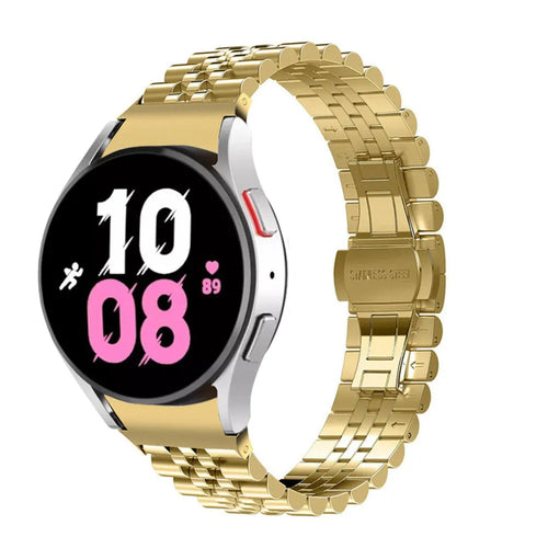 Jubilee Steel Strap, gold, on a watch, 3/4 front view
