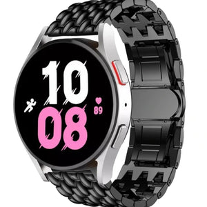 Steel Dragon Strap, black, on a watch, 3/4 front view