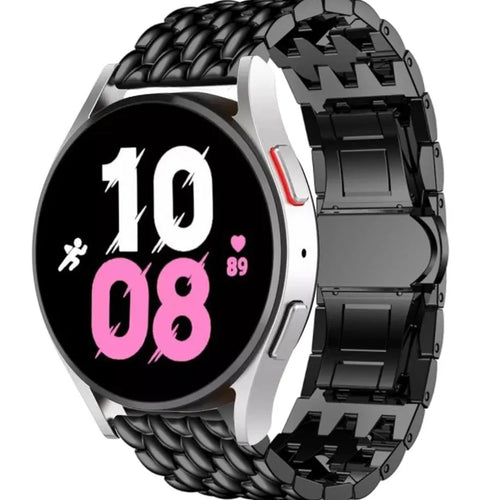Steel Dragon Strap, black, on a watch, 3/4 front view