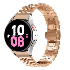 Jubilee Steel Strap, rose gold, on a watch, 3/4 front view