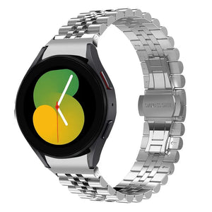 Jubilee Steel Strap, silver, on a watch, 3/4 front view