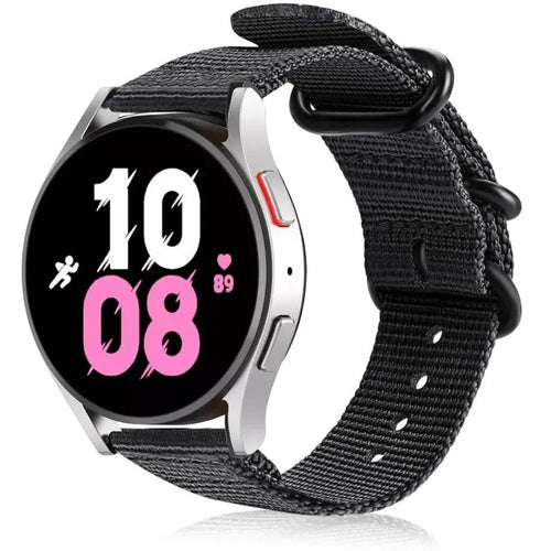 Nylon Buckle Strap, black, on a watch, 3/4 front view