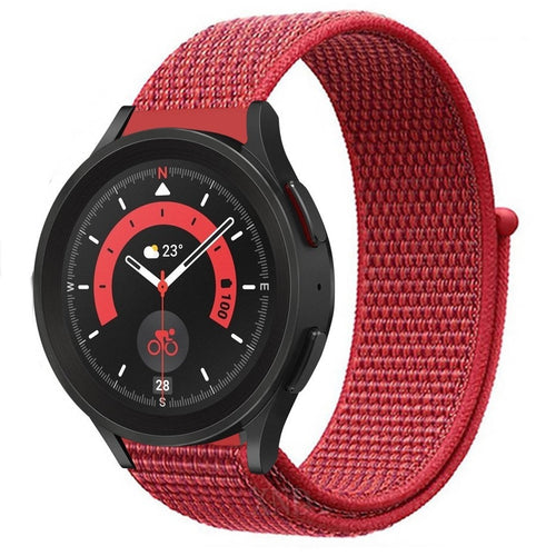 Nylon Strap, red, on a watch, 3/4 front view