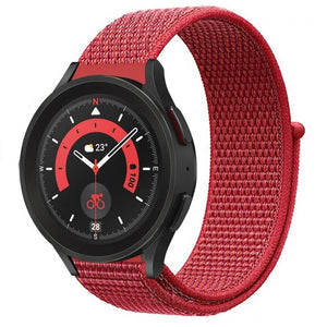 Nylon Strap, red, on a watch, 3/4 front view