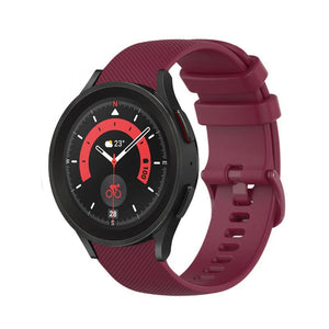 Premium Silicone Strap, dark red, on a watch, 3/4 front view