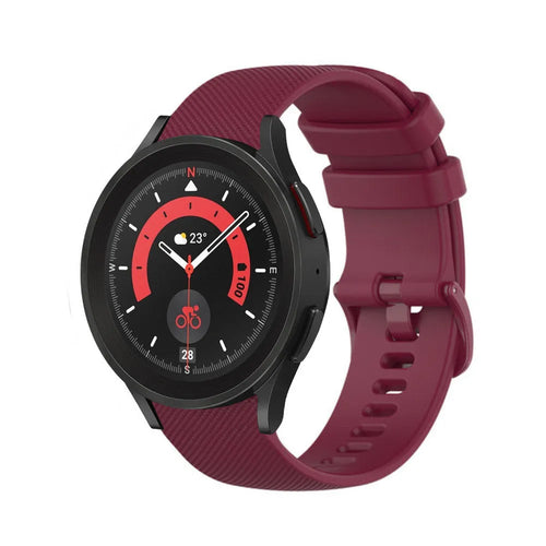 Premium Silicone Strap, dark red, on a watch, 3/4 front view