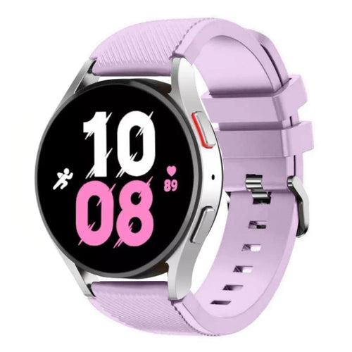 Twill Silicone Strap, lilac, on a watch, 3/4 front view