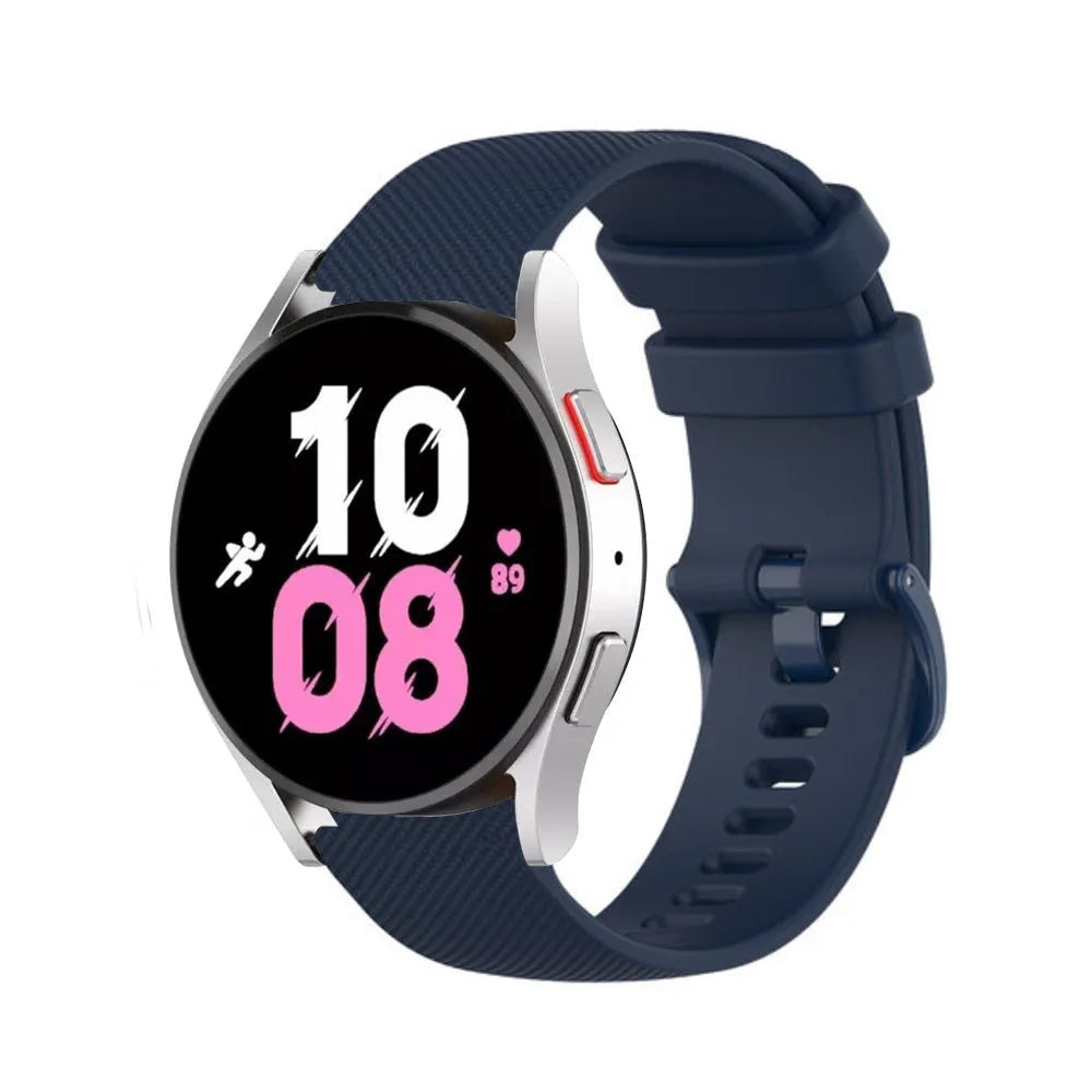 Premium Silicone Strap, dark blue, on a watch, 3/4 front view