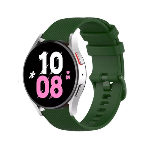 Premium Silicone Strap, army green, on a watch, 3/4 front view