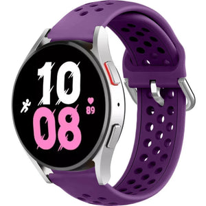 Breathable Silicone Strap, purple, on a watch, 3/4 front view