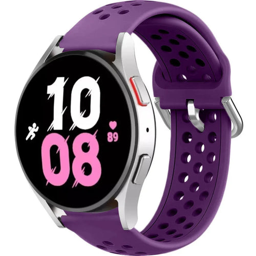 Breathable Silicone Strap, purple, on a watch, 3/4 front view