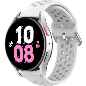 Breathable Silicone Strap, white, on a watch, 3/4 front view