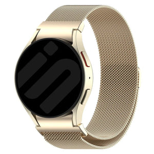 Milanese Strap 'One Push', champagne, on a watch, 3/4 front view