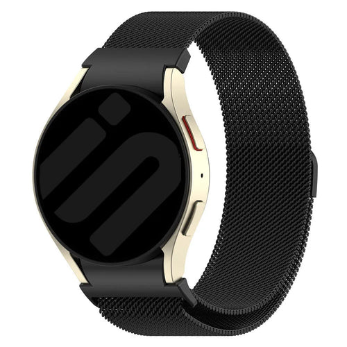 Milanese Strap 'One Push', black, on a watch, 3/4 front view