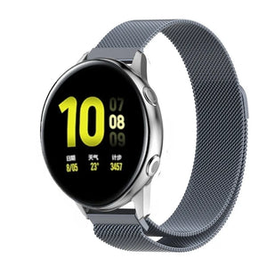 Milanese Strap, space grey, on a watch, 3/4 front view