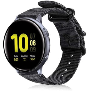 Nylon Buckle Strap, black, on a watch, 3/4 front view