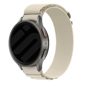 Alpine Nylon Strap, starlight, on a watch, 3/4 front view