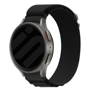 Alpine Nylon Strap, black, on a watch, 3/4 front view