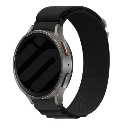Alpine Nylon Strap, black, on a watch, 3/4 front view