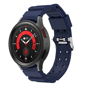Silicone Strap 'Armour', dark blue, on a watch, 3/4 front view