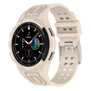 Silicone Strap with Frame, on a watch, 3/4 front view