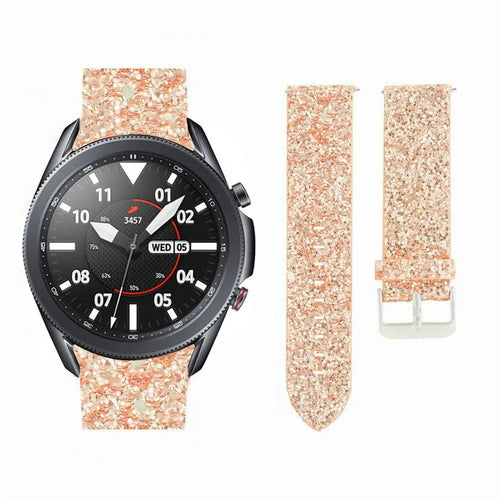Leather Strap with Glitters, rose gold, on a watch, 3/4 front view