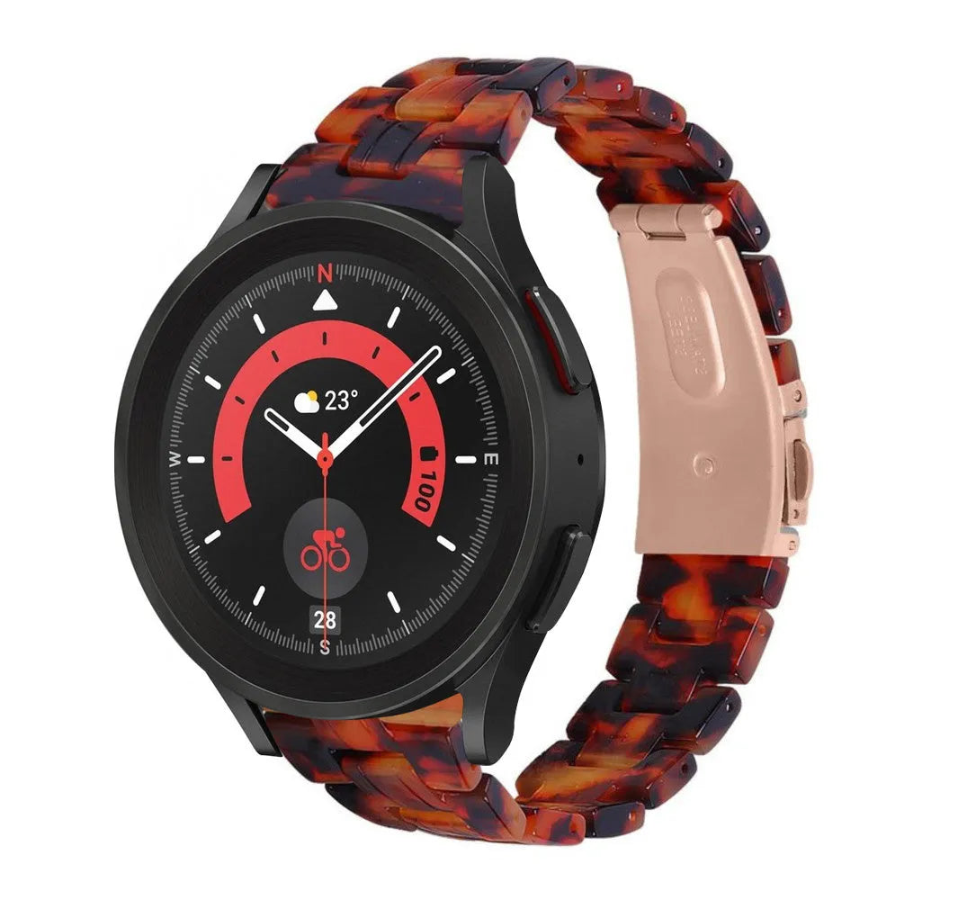 Metal Resin Strap, lava, on a watch, 3/4 front view