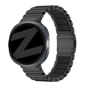 Titanium Strap 'Hybrid', black, on a watch, 3/4 front view