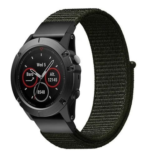 Nylon Strap, army green, on a watch, 3/4 front view