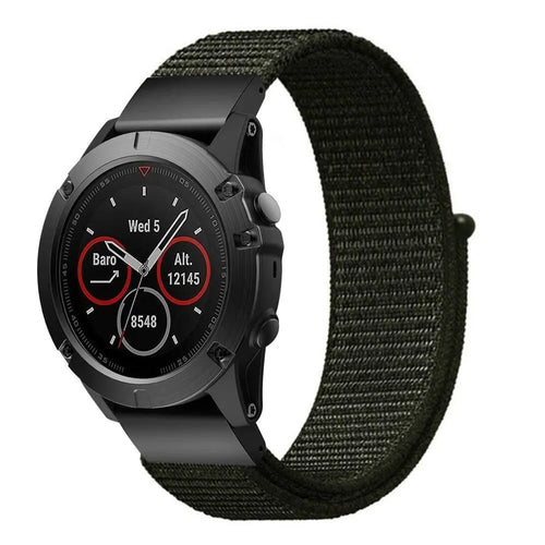 Nylon Strap, army green, on a watch, 3/4 front view
