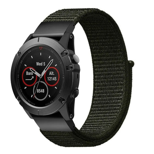 Nylon Strap, army green, on a watch, 3/4 front view