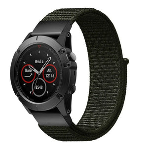 Nylon Strap, army green, on a watch, 3/4 front view