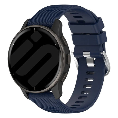 Silicone Strap, dark blue, on a watch, 3/4 front view