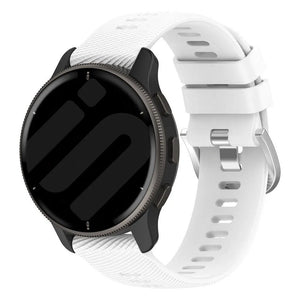 Silicone Strap, white, on a watch, 3/4 front view