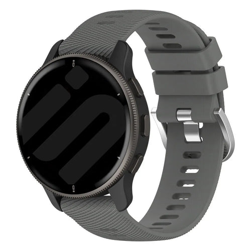 Silicone Strap, dark grey, on a watch, 3/4 front view