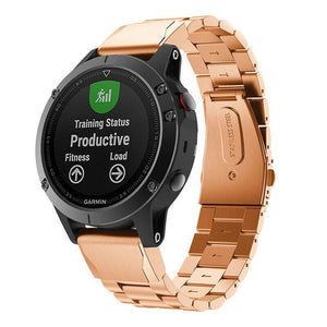 Steel Strap, rose gold, on a watch, 3/4 front view