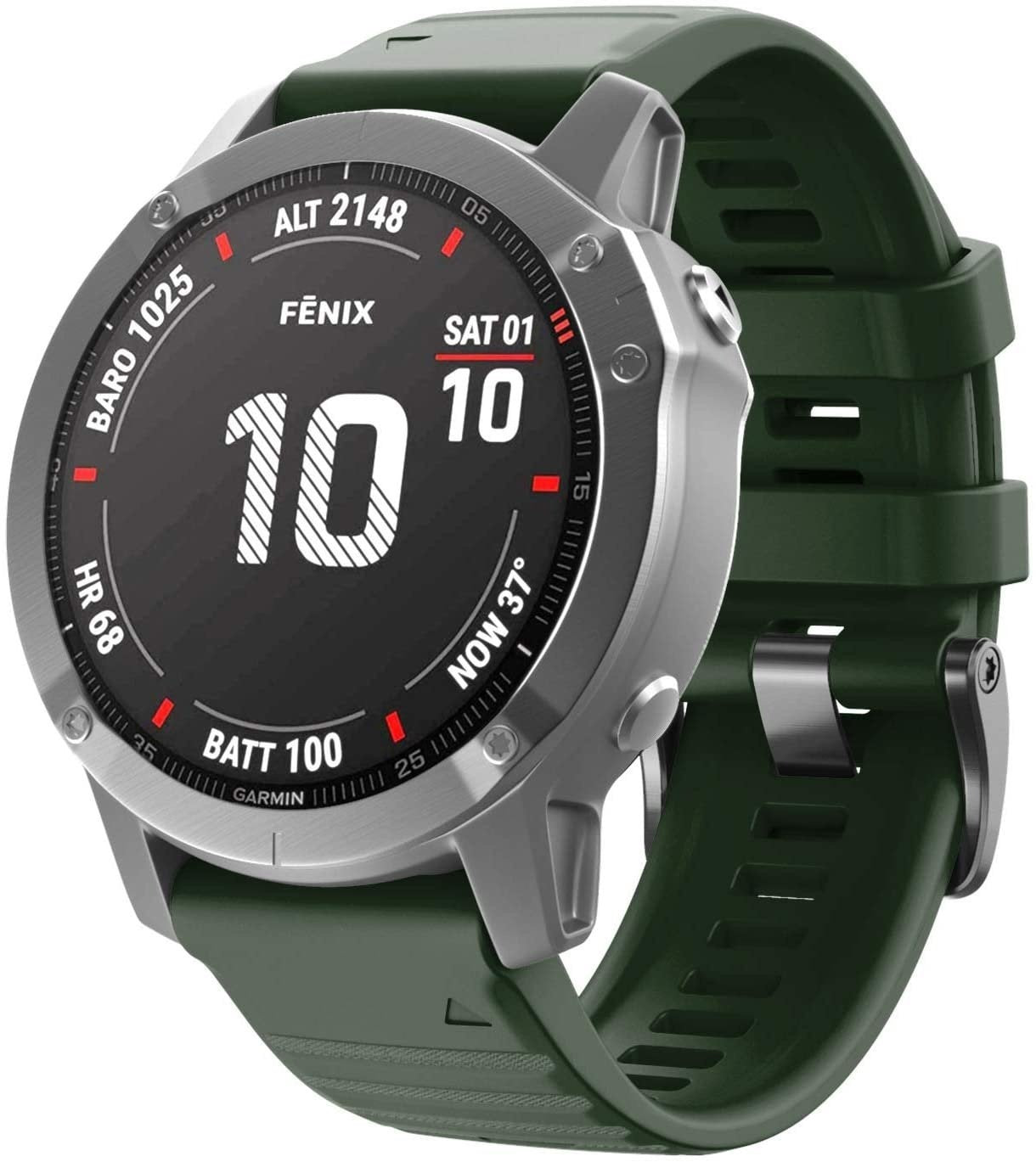 Garmin Quatix 8 - 51mm Silicone Strap (Dark Green)