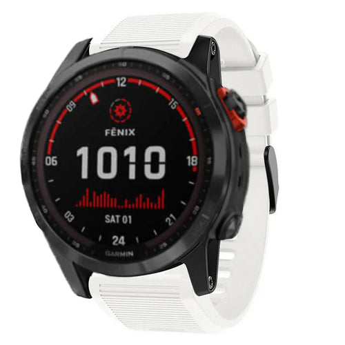 Silicone Strap, white, on a watch, 3/4 front view