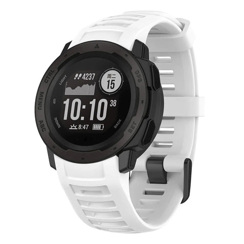 Silicone Strap, white, on a watch, 3/4 front view