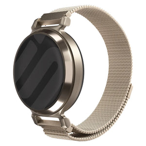 Milanese Strap, champagne, on a watch, 3/4 front view