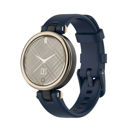 Silicone Strap, dark blue, on a watch, 3/4 front view